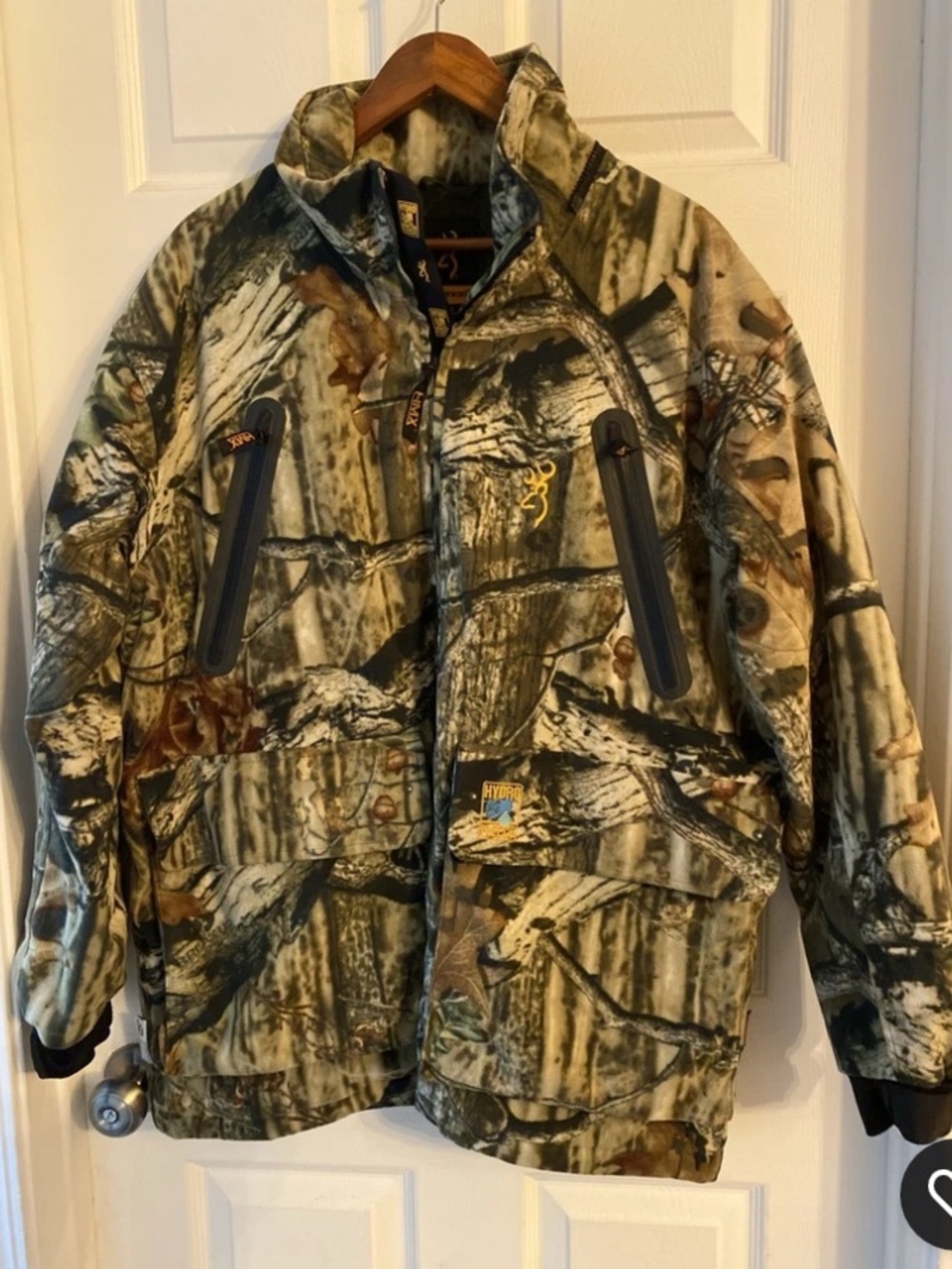Large Men’s Browning Camo Hydro Fleece Coat with Magnetic Pockets-No hat